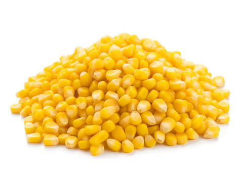 A pile of corn on a white background