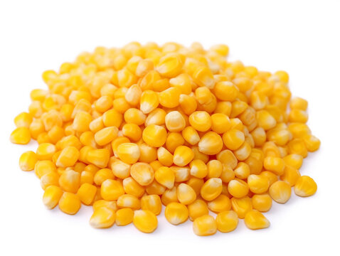 A pile of corn on a white background