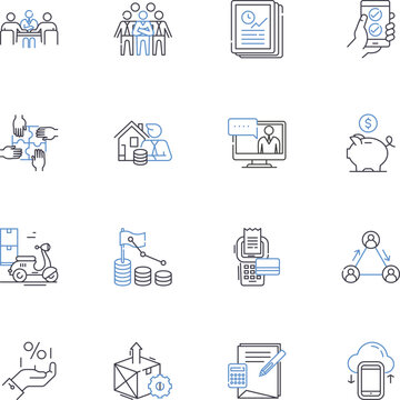 Lead generation line icons collection. Prospecting, Acquisition, Conversion, Database, Contacts, Engagement, Funnels vector and linear illustration. Targeted,Qualified,Interest outline signs set