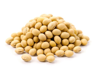 A pile of soybeans on a white background.