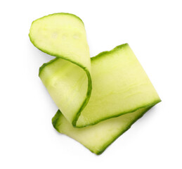 Slice of fresh cucumber isolated on white background