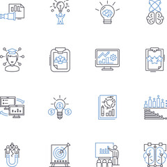 Work plan line icons collection. Schedule, Goals, Deadlines, Objectives, Timeline, Tasks, Productivity vector and linear illustration. Strategy,Priorities,Milests outline signs set