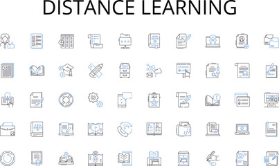 distance learning line icons collection. Medicine, Law, Education, Engineering, Accounting, Architecture, Marketing vector and linear illustration. Finance,Consulting,Writing outline signs set