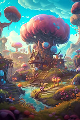 Obraz na płótnie Canvas Delightful Whimsy: Charming and Magical Elements in a Whimsical World - Generative AI 