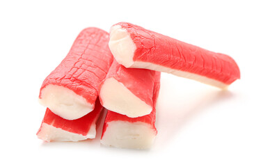 Tasty crab sticks isolated on white background © Pixel-Shot