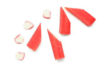Tasty cut crab sticks isolated on white background © Pixel-Shot