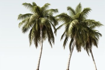 Fototapeta na wymiar Realistic coconut palm trees isolated on transparent background. Available in all seasons. 3D rendering for digital designers. Generative AI