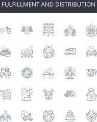 Fulfillment and Distribution line icons collection. Compassionate, Generous, Valuable, Giving, Empowerment, Service, Altruism vector and linear illustration. Dedication,Caring,Opportunity outline