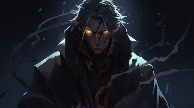 man lurks in the shadows, digital art illustration, Generative AI