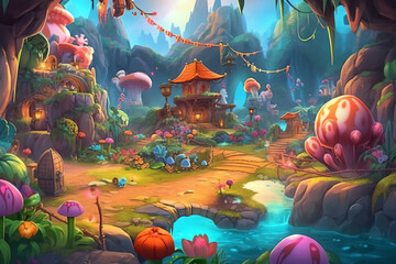 Dreamy and Magical: A Modern Fantasy World with Vibrant and Playful Elements - Generative AI
