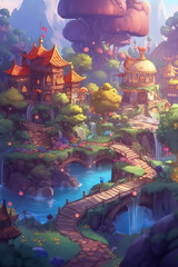 Artistic Enchantment: A Creative and Colorful Enchanted Village - Generative AI
