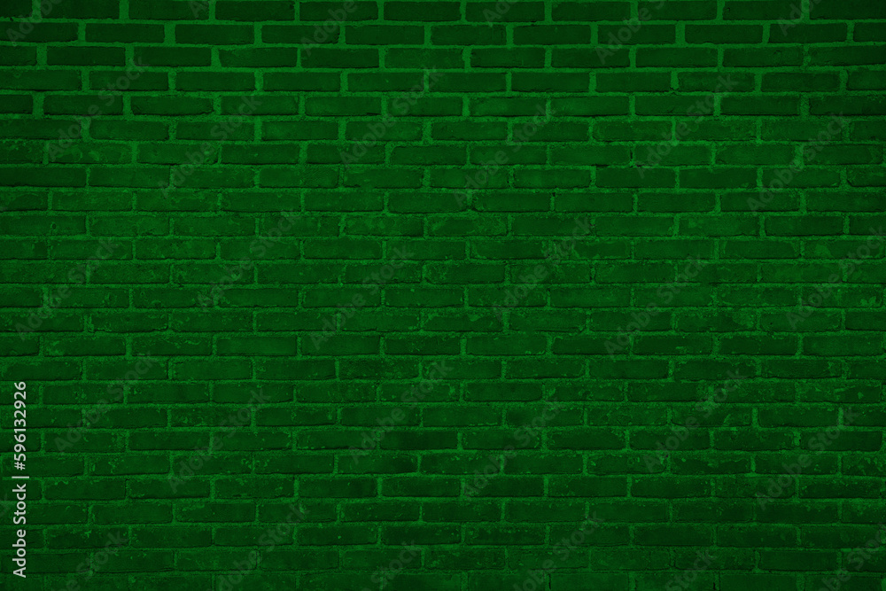 Poster Texture of dark green brick wall as background