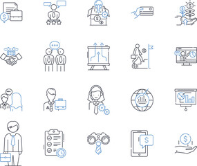 Credit union line icons collection. Membership , Savings , Loans , Deposits , Interest , Checking , Co-op vector and linear illustration. Trust ,Financial ,Credit outline signs set