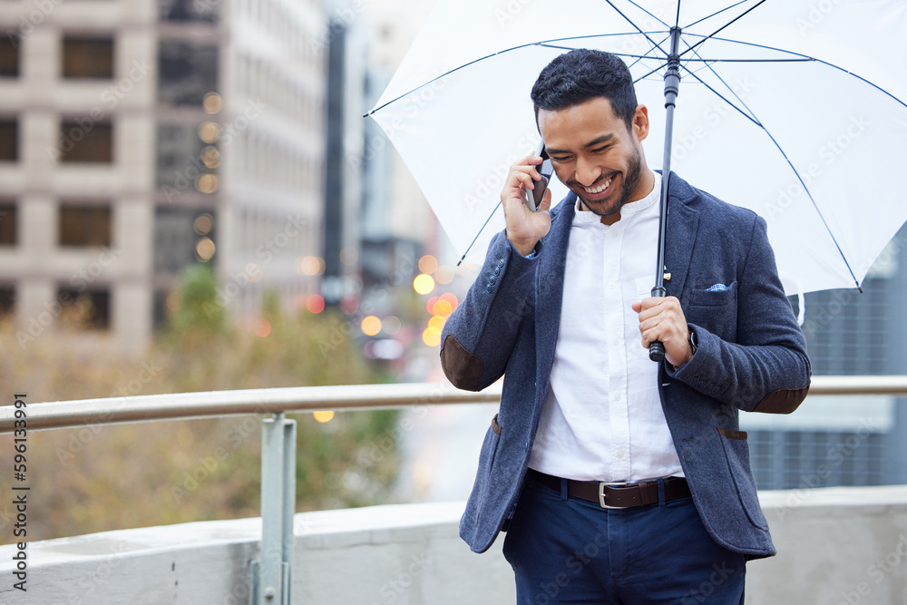 Aufkleber covered with a single call. a handsome young businessman making a phonecall while standing outside w