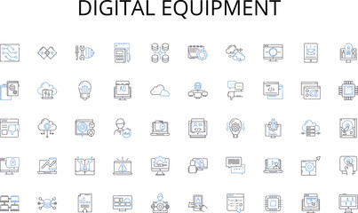 Digital equipment line icons collection. Authenticity, Engagement, Content, Creativity, Consistency, Storytelling, Personality vector and linear illustration. Humor,Inspiration,Expression outline