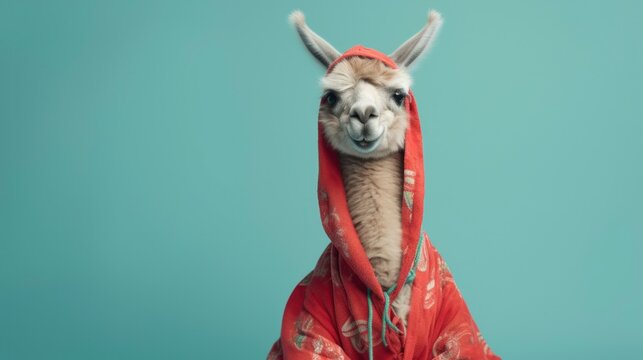 Llama in a red pyjama generated with Generative AI technology