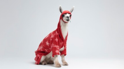 Llama in a red pyjama generated with Generative AI technology