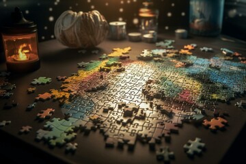 Interconnected concepts of multiculturalism being analyzed, forming a cohesive 3D puzzle. Generative AI