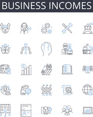 Business incomes line icons collection. Schedule, Roster, Planning, Assignments, Agenda, Shifts, Workforce vector and linear illustration. Staffing,Organization,Coordination outline signs set