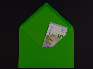 5 euro banknote in envelope