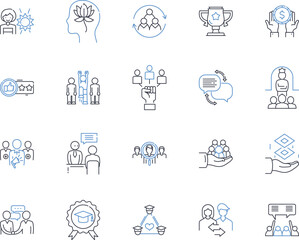 Organizational advancement line icons collection. growth, innovation, progress, expansion, productivity, development, optimization vector and linear illustration. efficiency,transformation,evolution