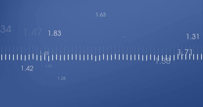 Animation of heart rhythm over graph and changing numbers against blue background