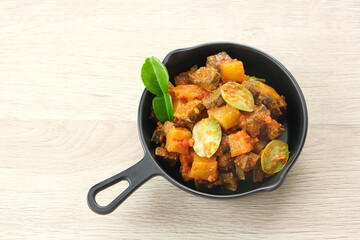 Sambal Goreng Ati Kentang, Indonesian traditional food. Savory and spicy
