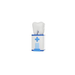 Dental clinic or hospital 3D render icon isolated white background.