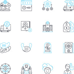 Fototapeta premium Internet sales linear icons set. E-commerce, Online auctions, Webstore, Digital marketing, Affiliate, Dropshipping, Marketplace line vector and concept signs. E-tail,Cybercommerce,Online shopping