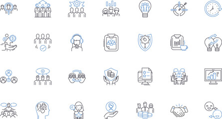 Control line icons collection. Power, Authority, Dominance, Management, Supremacy, Command, Direction vector and linear illustration. Influence,Governance,Regulation outline signs set