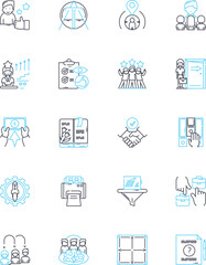 Business linear icons set. Profit, Innovation, Strategy, Growth, Investment, Sales, Marketing line vector and concept signs. Success,Nerk,Leadership outline illustrations
