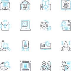 Expertise linear icons set. Knowledge, Skill, Proficiency, Mastery, Talent, Experience, Specialty line vector and concept signs. Competence,Expertness,Know-how outline illustrations