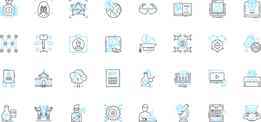 Social interaction linear icons set. Conversations, Relationships, Nerking, Collaboration, Empathy, Communication, Community line vector and concept signs. Connection,Bonds,Rapport outline