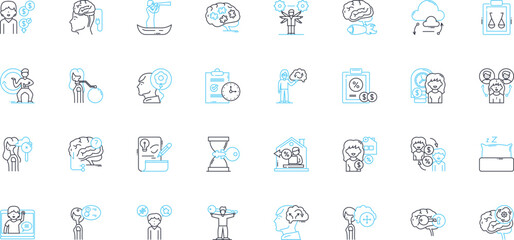 Obraz premium Task completion linear icons set. Achievement, Accomplishment, Success, Fulfillment, Progress, Efficiency, Productivity line vector and concept signs. Finalization,Perfection,Closure outline