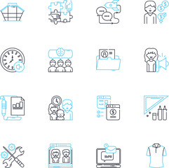 Outlying station linear icons set. Remote, Isolated, Rural, Distant, Periphery, Faraway, Frontier line vector and concept signs. Off-the-grid,Secluded,Outpost outline illustrations