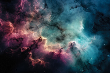 Fototapeta na wymiar Stellar Depths: Distant Nebula and Stars in a Deep Universe Illustration