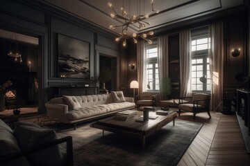 Fototapeta na wymiar Interior of a common living room. Generative AI