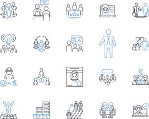 Industry endeavor line icons collection. Manufacturing, Mining, Construction, Agriculture, Automotive, Aerospace, Chemical vector and linear illustration. Energy,Textile,Food outline signs set