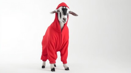 Goat in a red pyjama generated with Generative AI technology