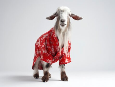 Goat in a red pyjama generated with Generative AI technology