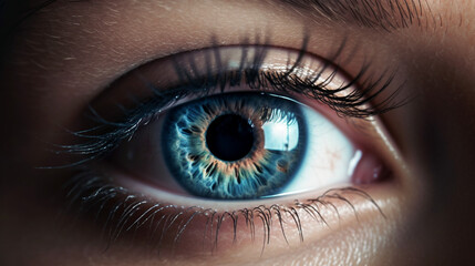 Fototapeta premium Into the Blue: A Captivating Close-Up of Beautiful Blue Eyes