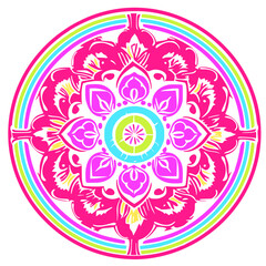 bright, neon fantasy colorway mandala