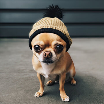 chihuahua dog wearing a hat