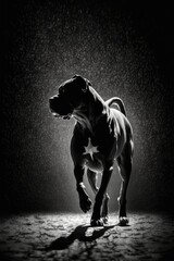 dog silhouette, cane corso, studio photography, black and white photography, animals, wall art, generative ai