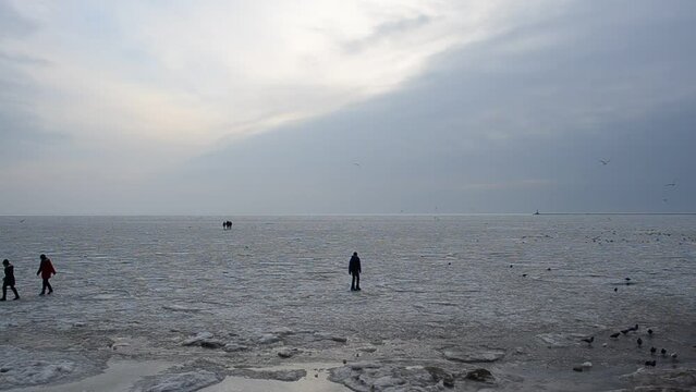 Ice at the sea. Shooting in January.