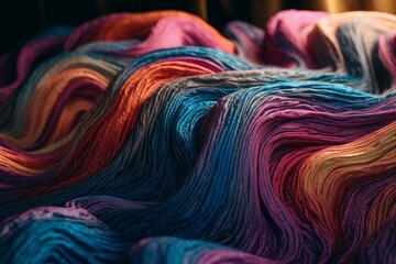 Colorful undulating textile display. Generative AI
