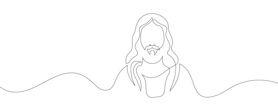 recommend clip art: Continuous line drawing of Jesus Christ, son of God, biblical easter illustration.