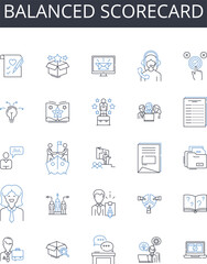 Balanced scorecard line icons collection. Makeup, Hair, Nails, Beauty, Styling, Fashion, Glamour vector and linear illustration. Luxury,Aesthetics,Spa outline signs set