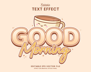 decorative good morning editable text effect vector design