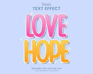 decorative love hope editable text effect vector design